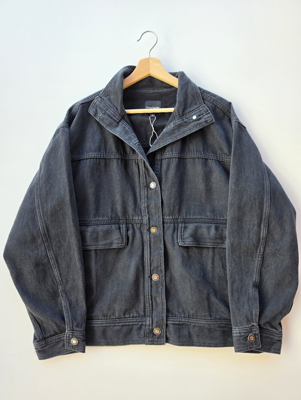 Revolve Favorite Daughter The Margot Black Oversized Denim Jacket